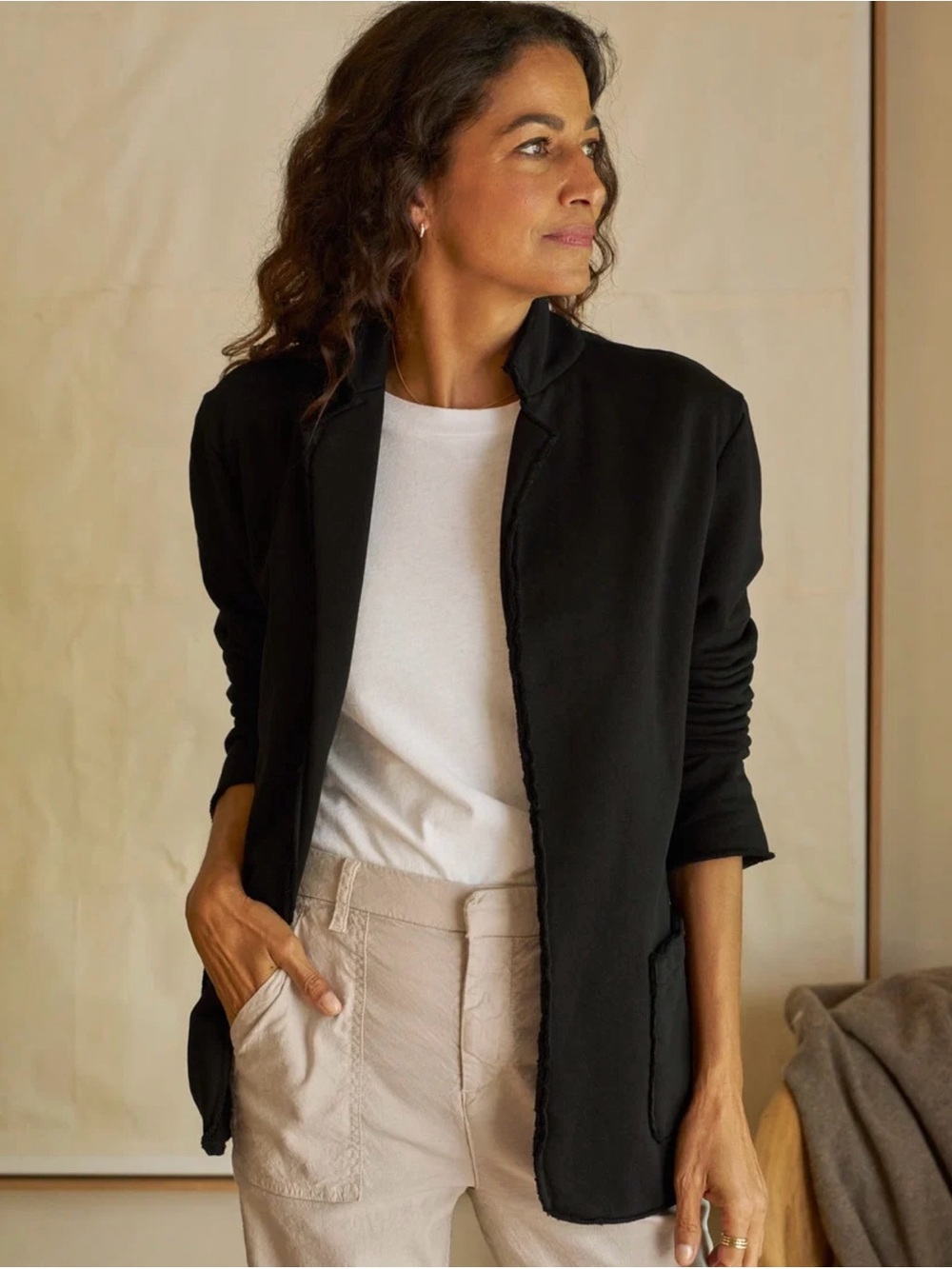Frank & Eileen Dublin Triple Terry Sweatshirt Blazer in Black